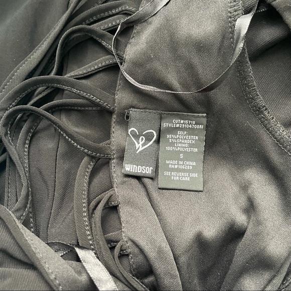 # Windsor All Black Stretchy Long Sleeves Revealing Back & Side With Straps NWT - Picture 16 of 16